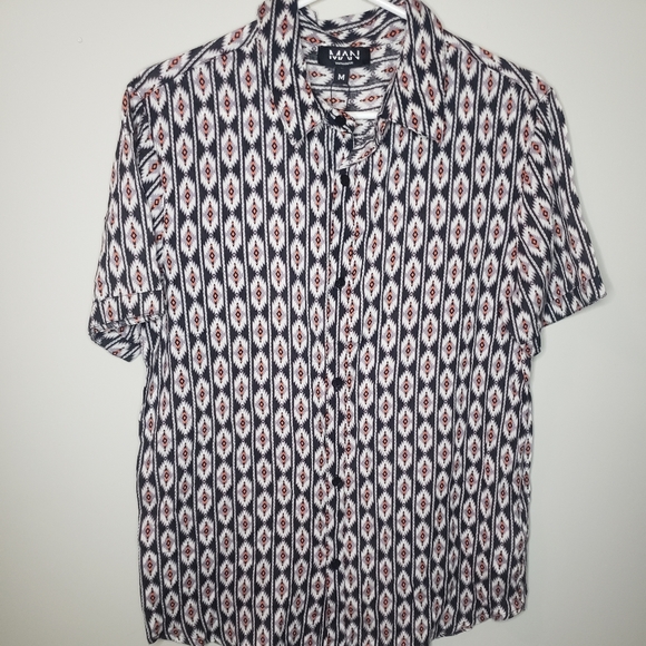 Mens Patterned Button dow - Picture 1 of 1
